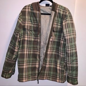 Vans Mens Green/Brown Plaid Flannel Jacket  Size M